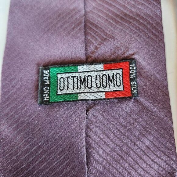 Ottimo Uomo 100% silk vintage Italian scarf slash stripes brown - Picture 4 of 6